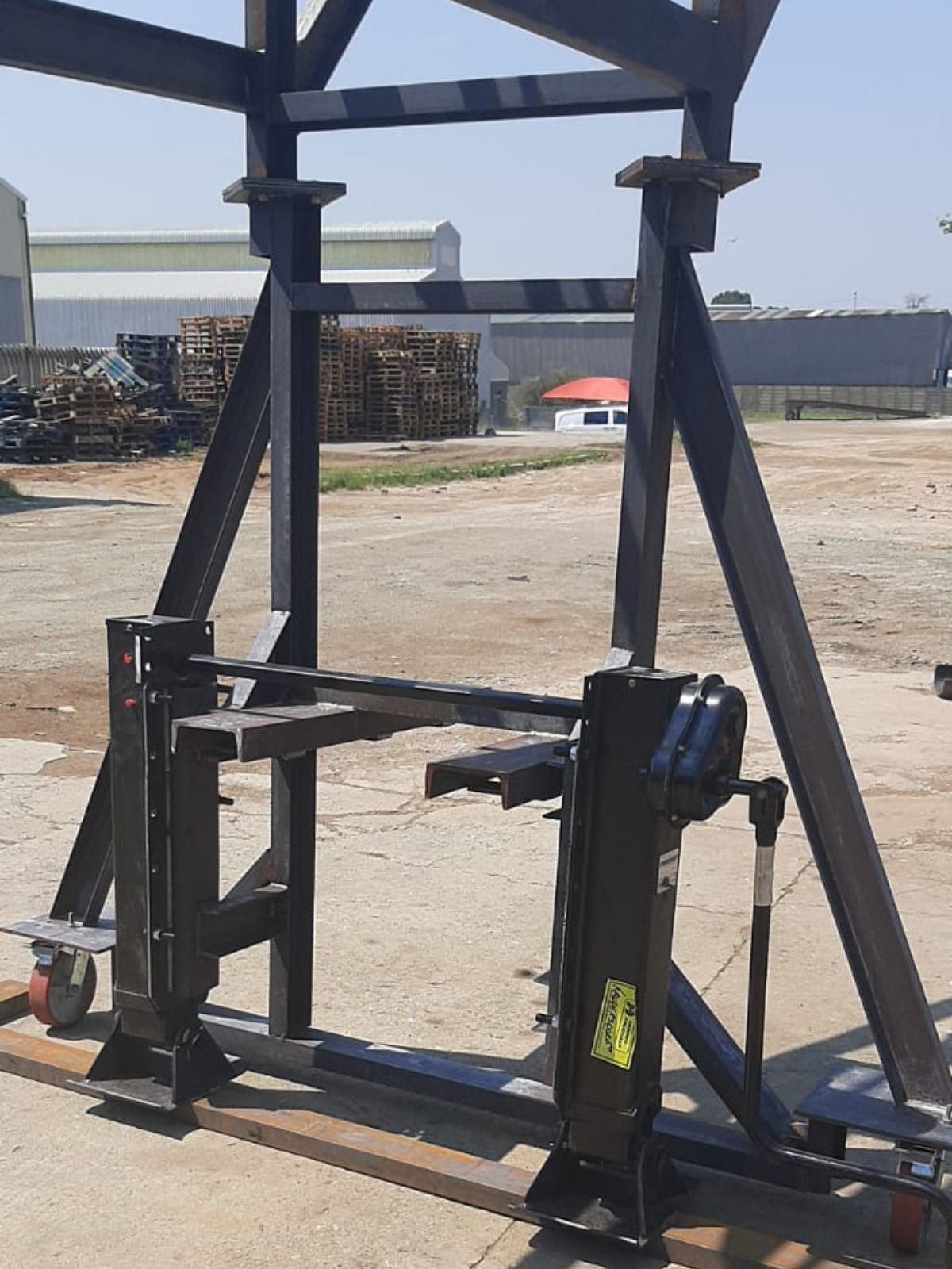 building of a conveyor with a landing leg to adjust the required height